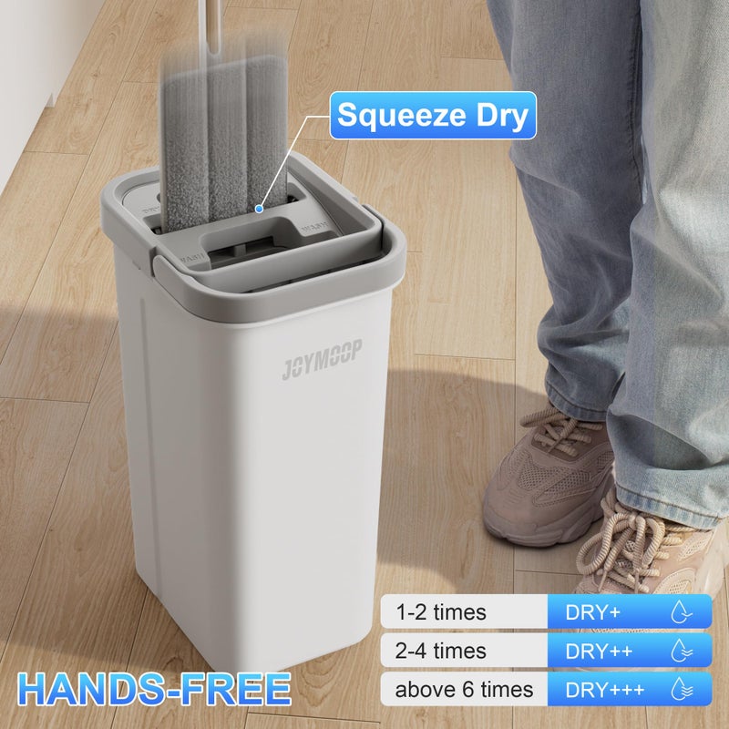 JOYMOOP White Flat Mop & Bucket with 1 Microfiber Pad, 12 Disposable Toilet Brushes, Stainless Steel Toilet Brush and Holder Set, Multi-Functional Cleaner for Floors, Windows, and Toilets - Image 3