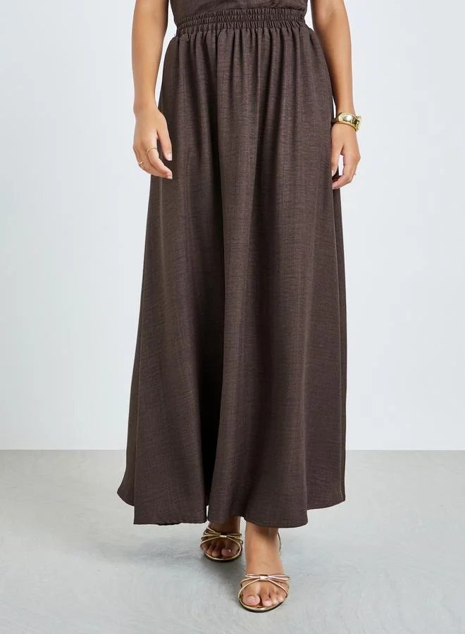 ستايلي Brown Solid A-Line Maxi Skirt