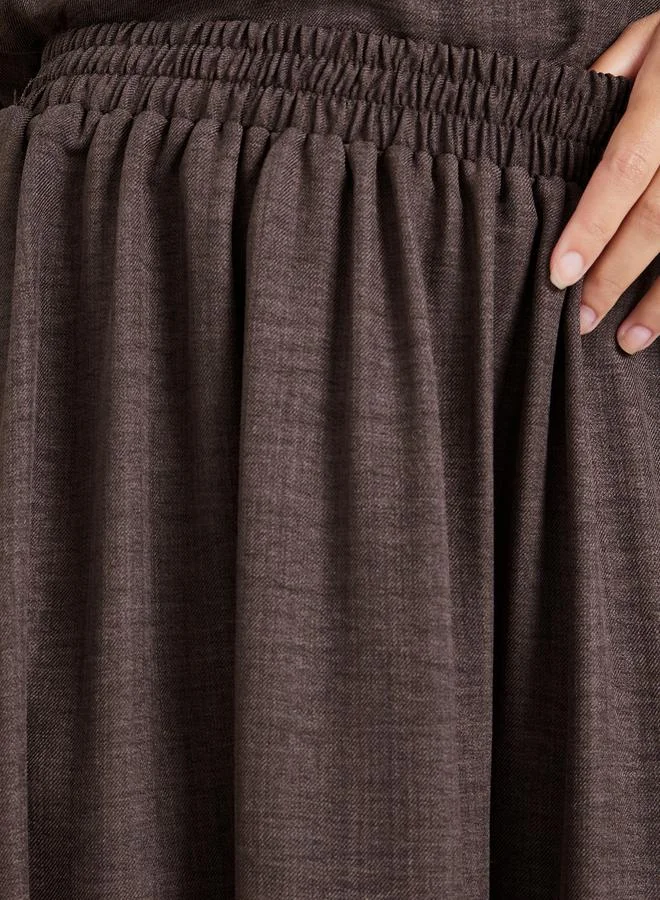Styli  Brown Solid A-Line Maxi Skirt for Women | Best Price UAE