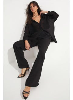 JUNE June Women Viscose Blend Pocket Detailed Woven Shirt Black  - Image 3