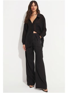 JUNE June Women Viscose Blend Pocket Detailed Woven Shirt Black  - Image 4