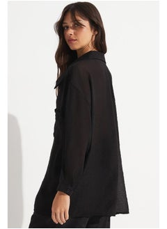 JUNE June Women Viscose Blend Pocket Detailed Woven Shirt Black  - Image 5