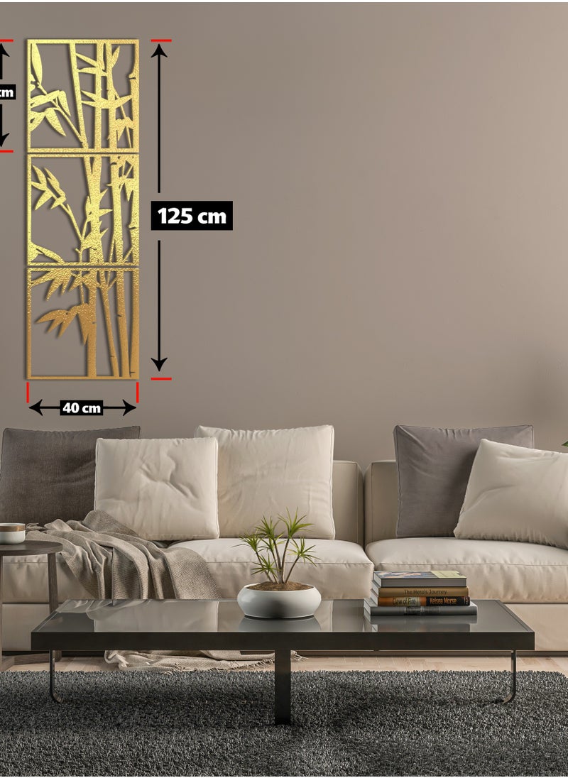 هوم جاليري هوم جاليري جدارية خشب شكل البامبو ديكور حائط 3 لوحات 40X125 سم  - Image 2