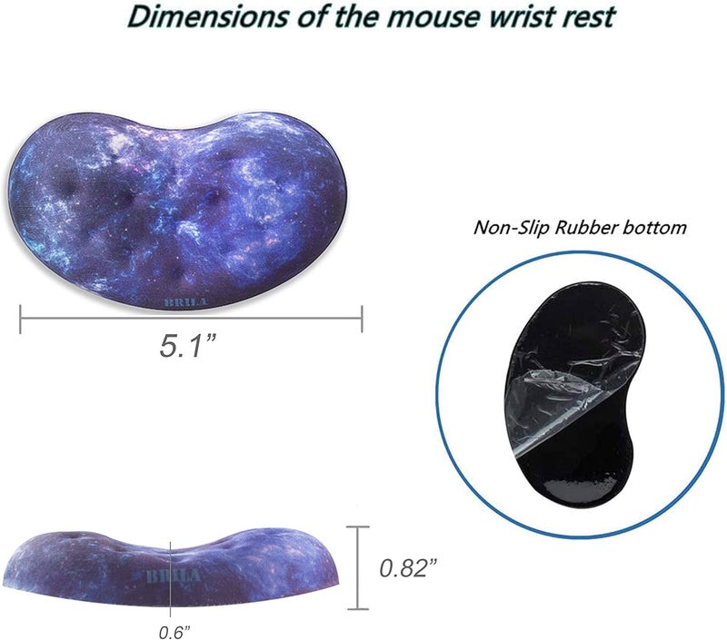 BRILA Memory Foam Mouse & Keyboard Wrist Rest Support Pad Cushion Set for Computer, Laptop, Office Work, PC Gaming - Massage Holes Design - Easy Typing Wrist Pain Relief (Nebula) - Image 4