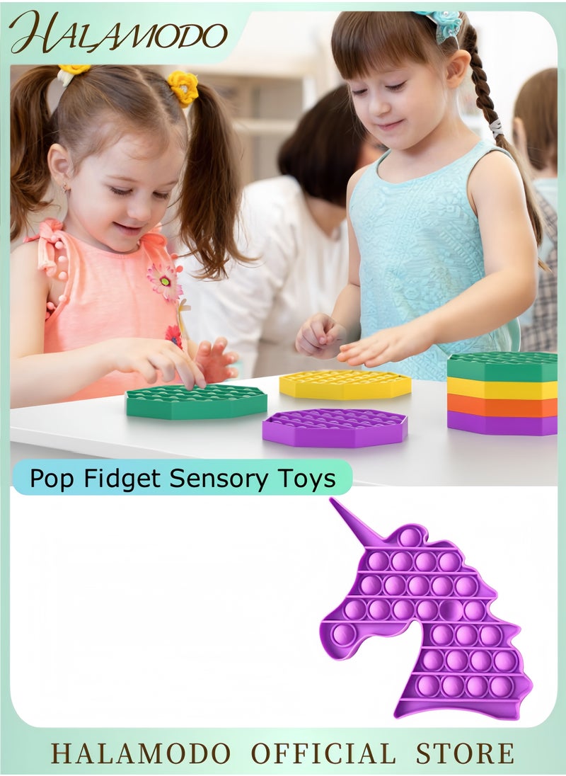 HALAMODO - Pop Fidget Sensory Toys Autism Special Needs Stress Relief Silicone Pressure Relieving Toys Durable & Washable Soft Silicone Squeeze Fidget Toy for Kids Children Adults - Image 1