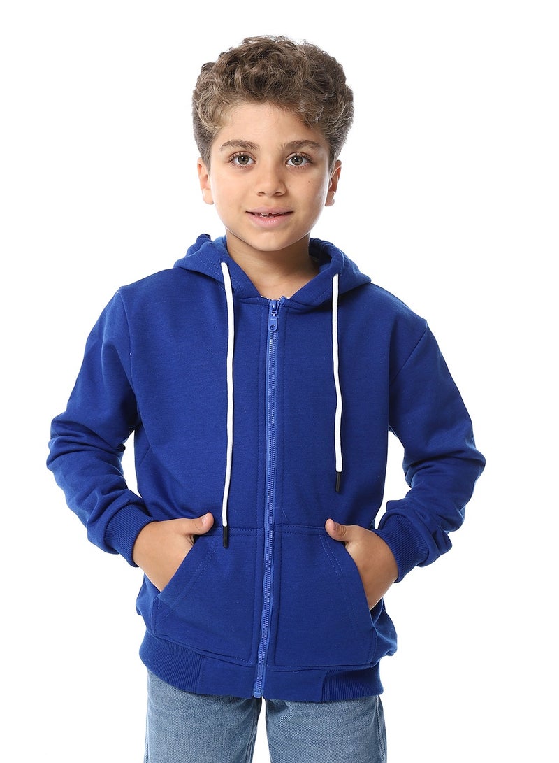 Andora Royal Blue Zipper Closure Fleeced Boys Sweatshirt_Royal Blue - Image 1