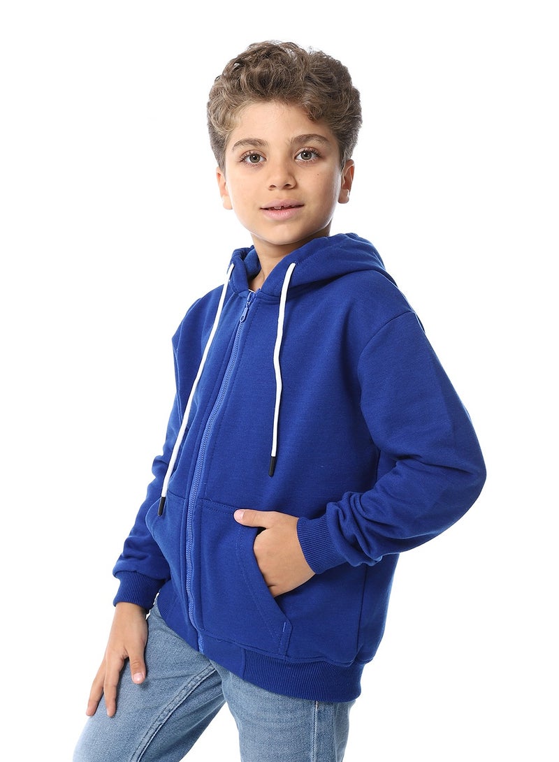 Andora Royal Blue Zipper Closure Fleeced Boys Sweatshirt_Royal Blue - Image 2