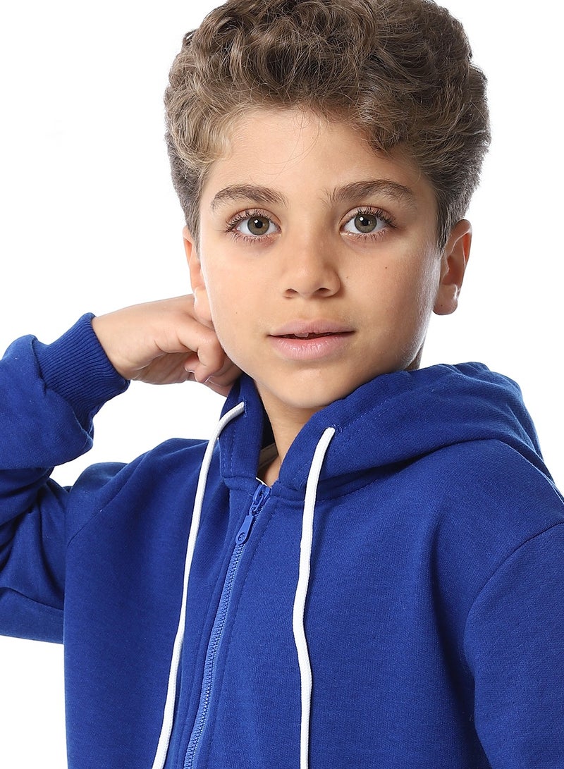 Andora Royal Blue Zipper Closure Fleeced Boys Sweatshirt_Royal Blue - Image 4