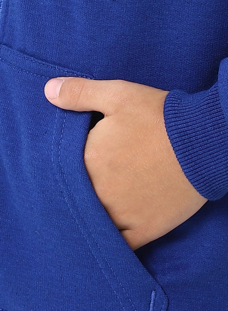 Andora Royal Blue Zipper Closure Fleeced Boys Sweatshirt_Royal Blue - Image 5