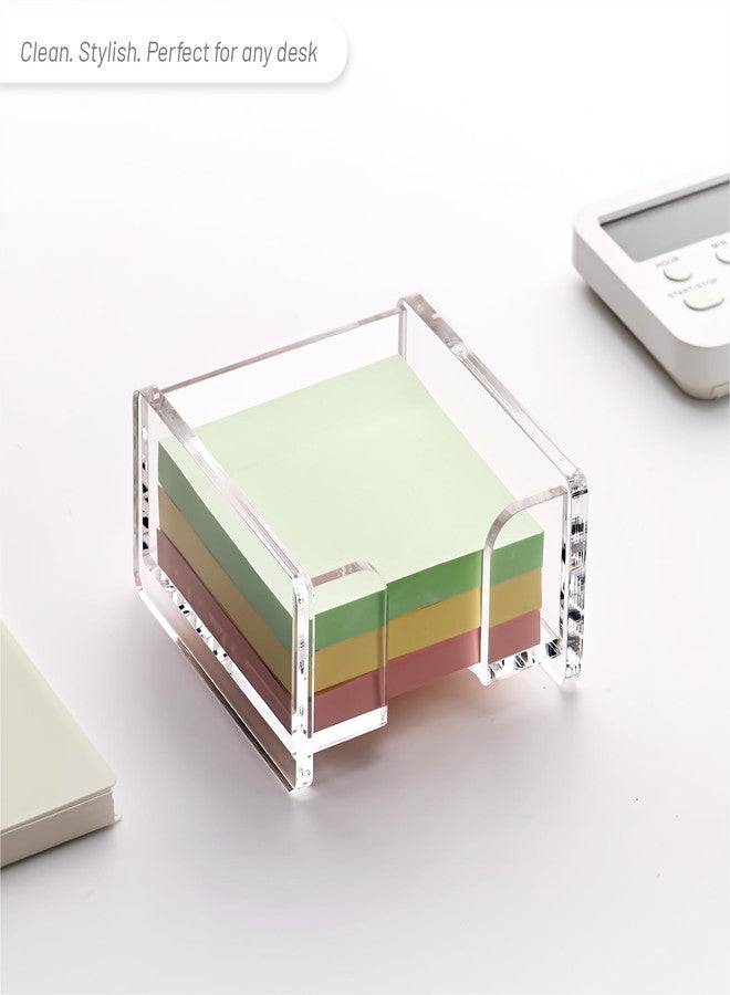 YUXUN Clear Acrylic Sticky Note Holder, 3x3 Inch Note Dispenser for Desk - Self Stick Memo Pad Holder Organizer for Office, School, Home Supplies - Image 4