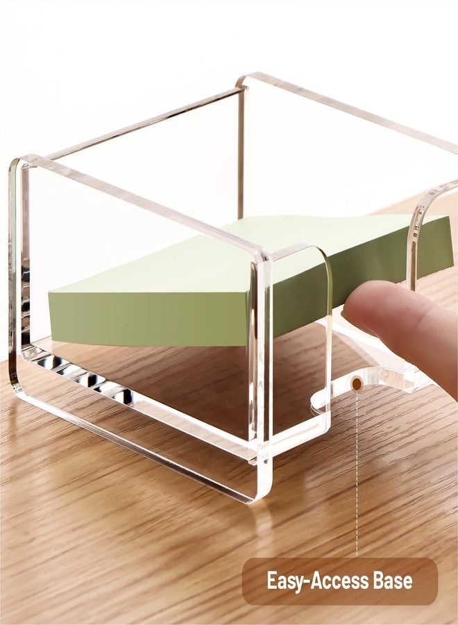 YUXUN Clear Acrylic Sticky Note Holder, 3x3 Inch Note Dispenser for Desk - Self Stick Memo Pad Holder Organizer for Office, School, Home Supplies - Image 2