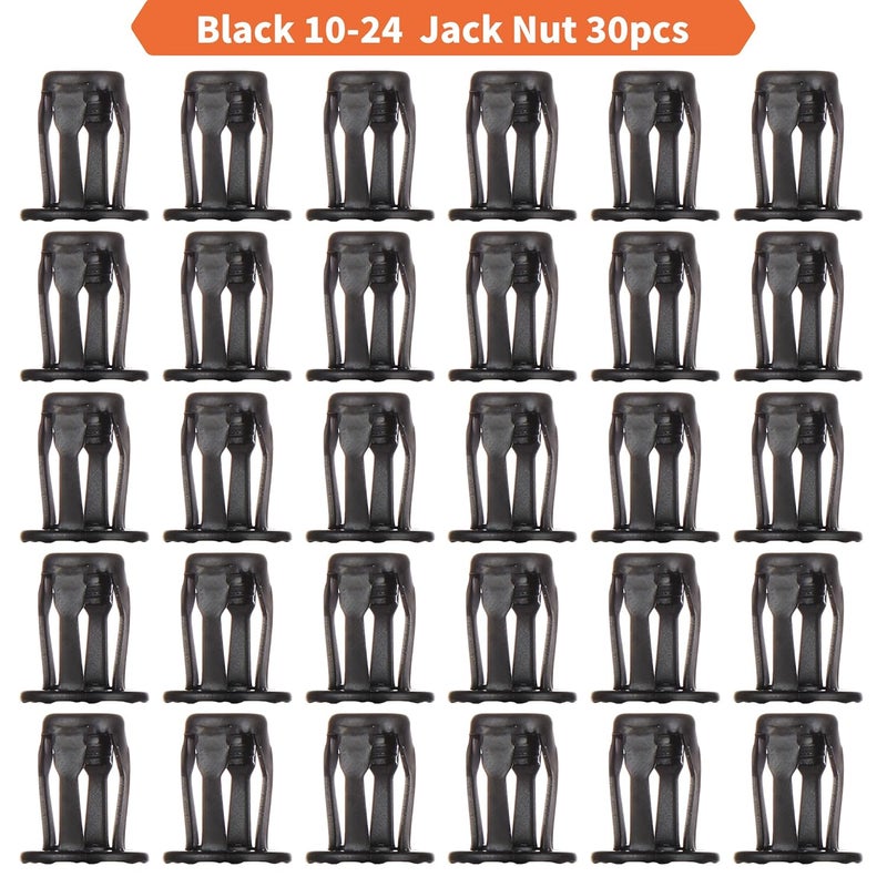 EZ-NUTUL Jack nut Installation Tool Set Hand Thread Insert Jacknuts Assortment Kit for Thin Metal Plastic Polywood Pressboard Hardboard (10-24 (Jack Nut-30pcs, Black)) - Image 4