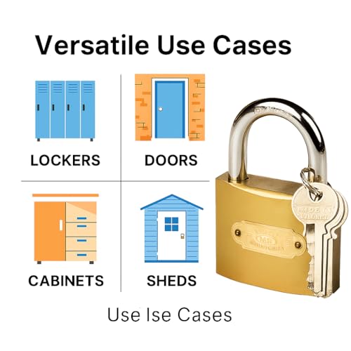 Caneuf 50mm Heavy-Duty Metal Lock with 3 Iron Keys – Durable Padlock for Doors, Shutters, Backpacks, Lockers & Storage | Side-Open Mechanism - Image 5
