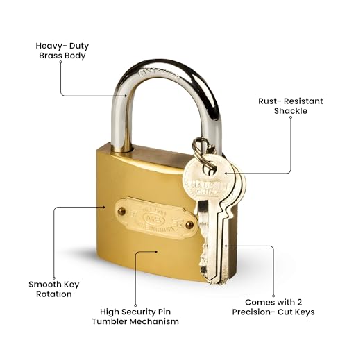 Caneuf 50mm Heavy-Duty Metal Lock with 3 Iron Keys – Durable Padlock for Doors, Shutters, Backpacks, Lockers & Storage | Side-Open Mechanism - Image 2