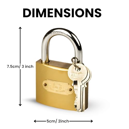 Caneuf 50mm Heavy-Duty Metal Lock with 3 Iron Keys – Durable Padlock for Doors, Shutters, Backpacks, Lockers & Storage | Side-Open Mechanism - Image 4