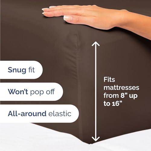 CGK Unlimited Queen Sheets Set 6 Piece - Includes 4 Pillowcases - Bed Sheets Queen Size - Soft Hotel Luxury Bedding - Cooling, Comfy, Cozy & Breathable - 1 Flat & 1 Fitted & 4 Pillowcases w/ Deep Pockets - Brown - Image 3
