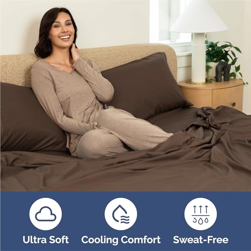 CGK Unlimited Queen Sheets Set 6 Piece - Includes 4 Pillowcases - Bed Sheets Queen Size - Soft Hotel Luxury Bedding - Cooling, Comfy, Cozy & Breathable - 1 Flat & 1 Fitted & 4 Pillowcases w/ Deep Pockets - Brown - Image 4