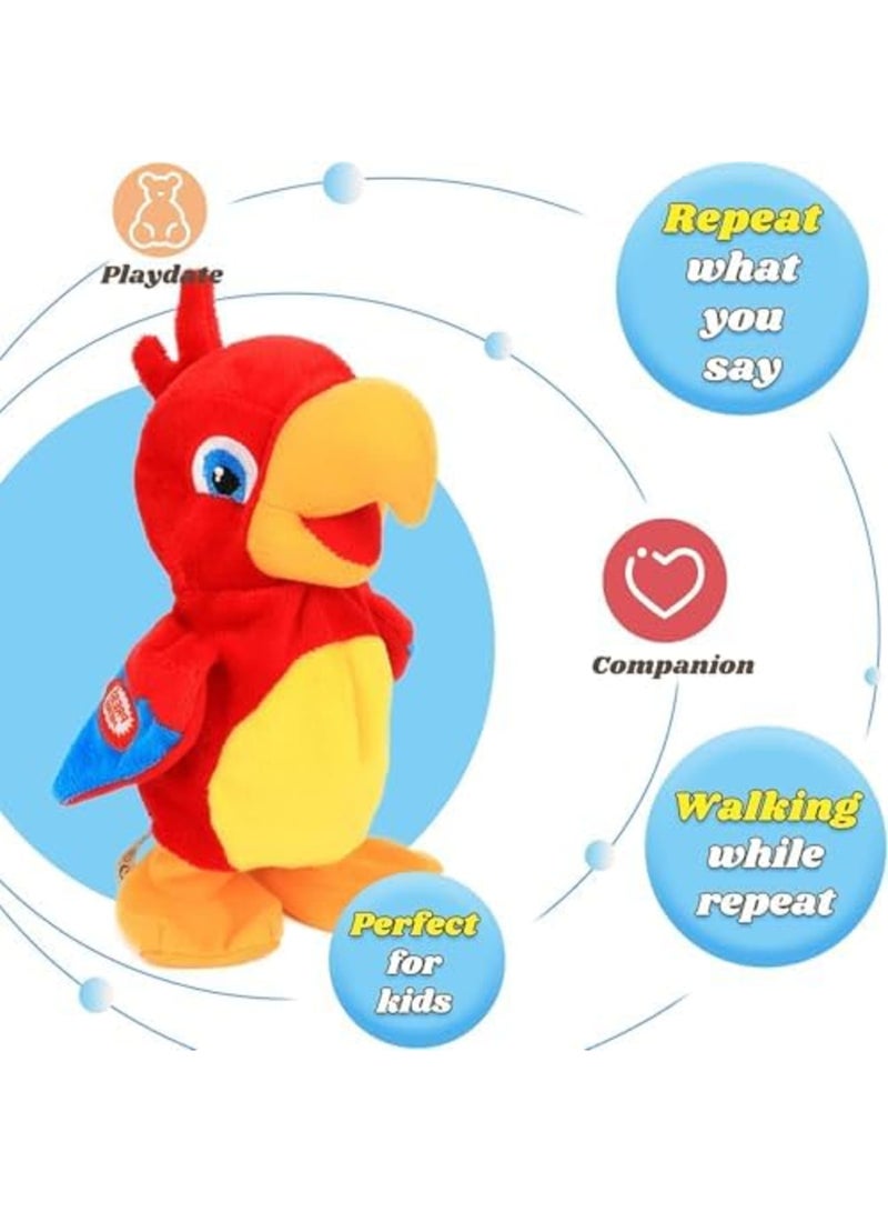 SYOSI Talking Parrot Interactive Animated Toy, Repeats What You Say, Walking Electric Plush Buddy for Toddlers, Fun Speaking Plush Companion for Birthdays and Festivals (8'', Multicolor) - Image 4