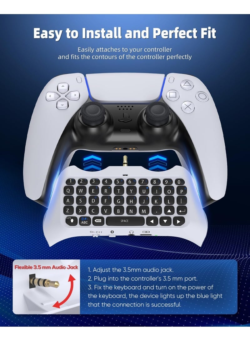 جاي واي إس لوحة مفاتيح وحدة تحكم لاسلكية لجهاز PS5، لوحة تحكم صغيرة محمولة بتقنية البلوتوث 3.0 مع مكبر صوت مدمج ومقبس صوت 3.5 مم للوحة الدردشة الصوتية للبلاي ستيشن 5 للمراسلة والدردشة المباشرة للألعاب - Image 3