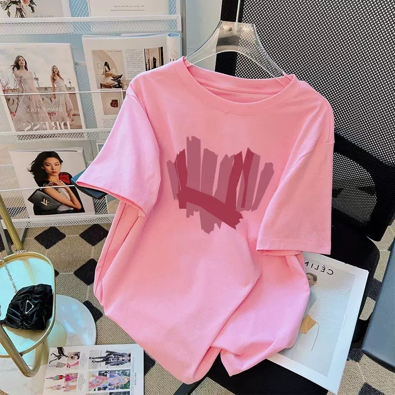 Pure Cotton Loose Short-Sleeved T-Shirt Women'S Summer 2023 Korean Style New Arrival Western Style Small Shirt Mid-Length T-Shirt Half-Sleeved Top - Image 2