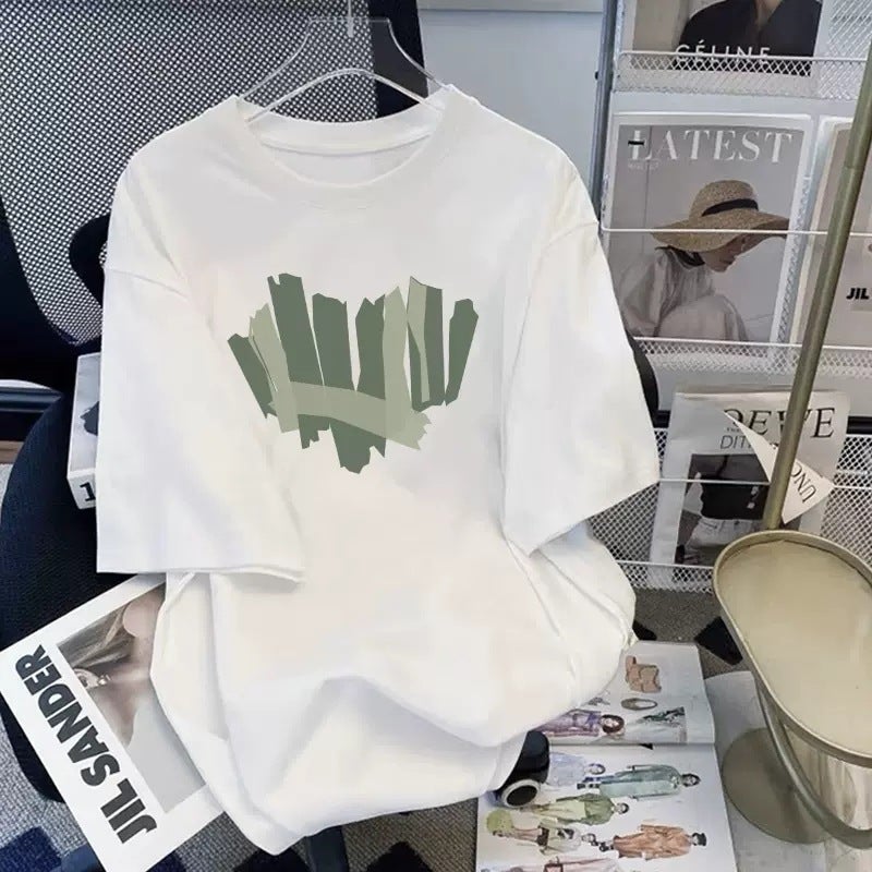 Pure Cotton Loose Short-Sleeved T-Shirt Women'S Summer 2023 Korean Style New Arrival Western Style Small Shirt Mid-Length T-Shirt Half-Sleeved Top - Image 1