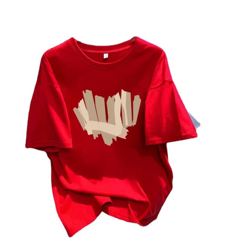 Pure Cotton Loose Short-Sleeved T-Shirt Women'S Summer 2023 Korean Style New Arrival Western Style Small Shirt Mid-Length T-Shirt Half-Sleeved Top - Image 5