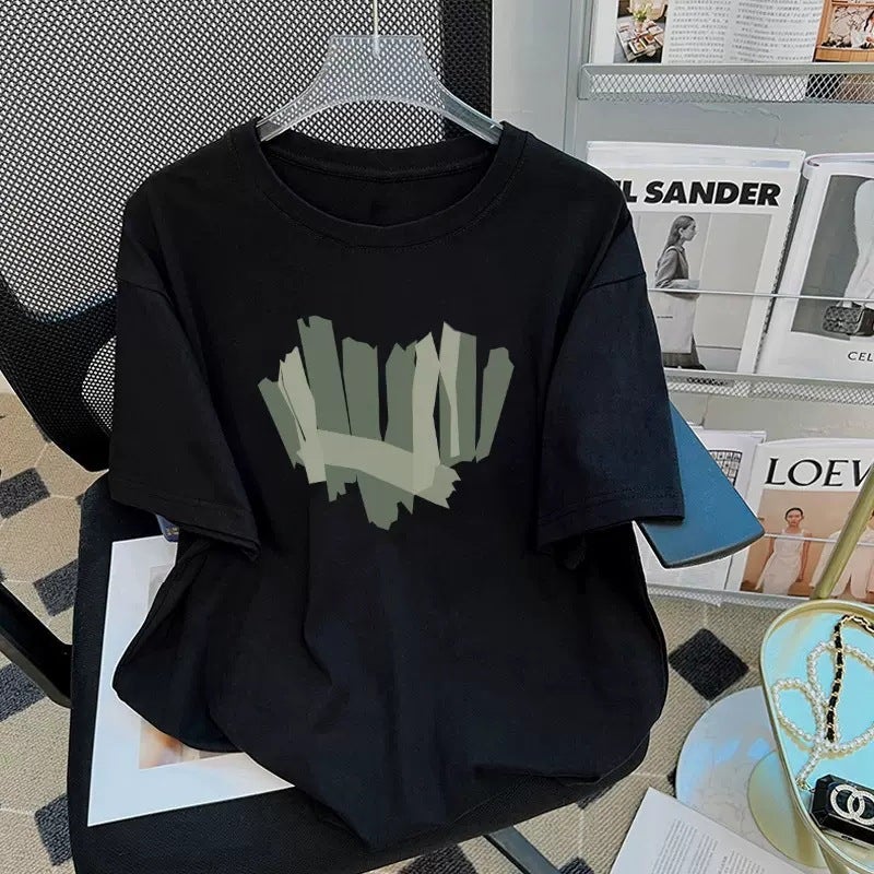 Pure Cotton Loose Short-Sleeved T-Shirt Women'S Summer 2023 Korean Style New Arrival Western Style Small Shirt Mid-Length T-Shirt Half-Sleeved Top - Image 3