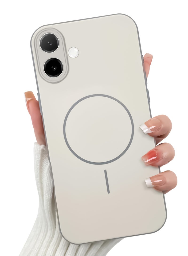 جراب حماية هجين من الأكريليك لهاتف Vivo V60 Lite - ظهر صلب شفاف مع حافة سيليكون وتصميم حلقة عصري - أبيض