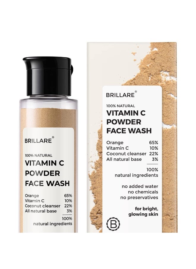 BRILLARE Vitamin C Face Wash for Pigmentation & Dark Spots, Coconut & Orange Face Wash for Skin Brightening, 100% Natural Powder Facewash, 30g  - Image 1