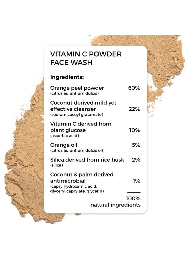 BRILLARE Vitamin C Face Wash for Pigmentation & Dark Spots, Coconut & Orange Face Wash for Skin Brightening, 100% Natural Powder Facewash, 30g  - Image 2