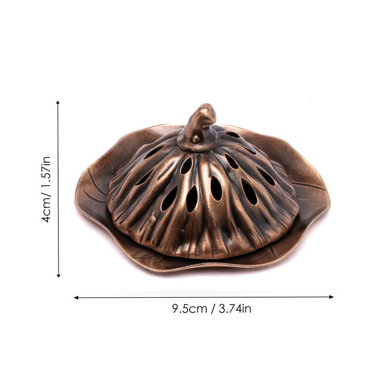 Vintage Lotus Alloy Incense Holder Rolling Ancient Green For Indoor Home Decor Tea Ceremony Office - Image 4