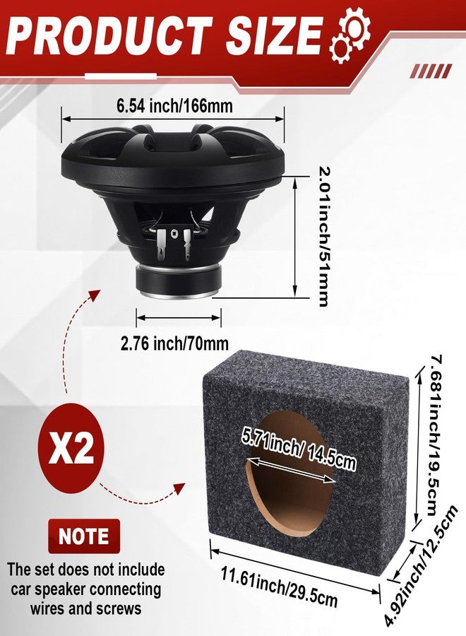 Datanly 2 Pack 2-Way Coaxial Car Audio Speakers with Speaker Box Enclosures Set 6.5" 100 W Sturdy Constructed Car Stereo and Sound System Accessories Portable Audio Equipment for Vehicles - Image 2