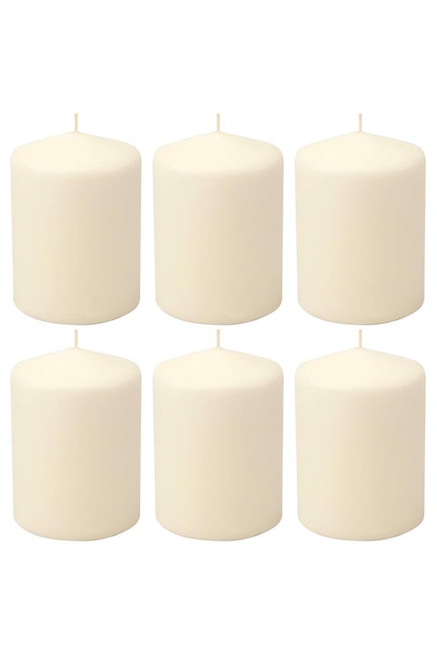 Unscented Ivory Pillar Candles - Dripless Clean Burning Smokeless Household Dinner Candle SPA Romantic Candles Relaxing Saturdays, Special Occasions - Long Burning Hours | Set of 6
