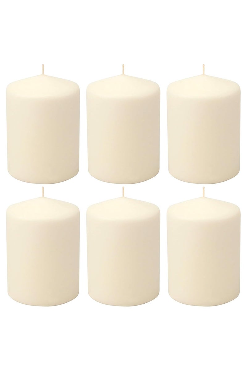 Sakha Candle Unscented Ivory Pillar Candles - Dripless Clean Burning Smokeless Household Dinner Candle SPA Romantic Candles Relaxing Saturdays, Special Occasions - Long Burning Hours | Set of 6  - Image 1