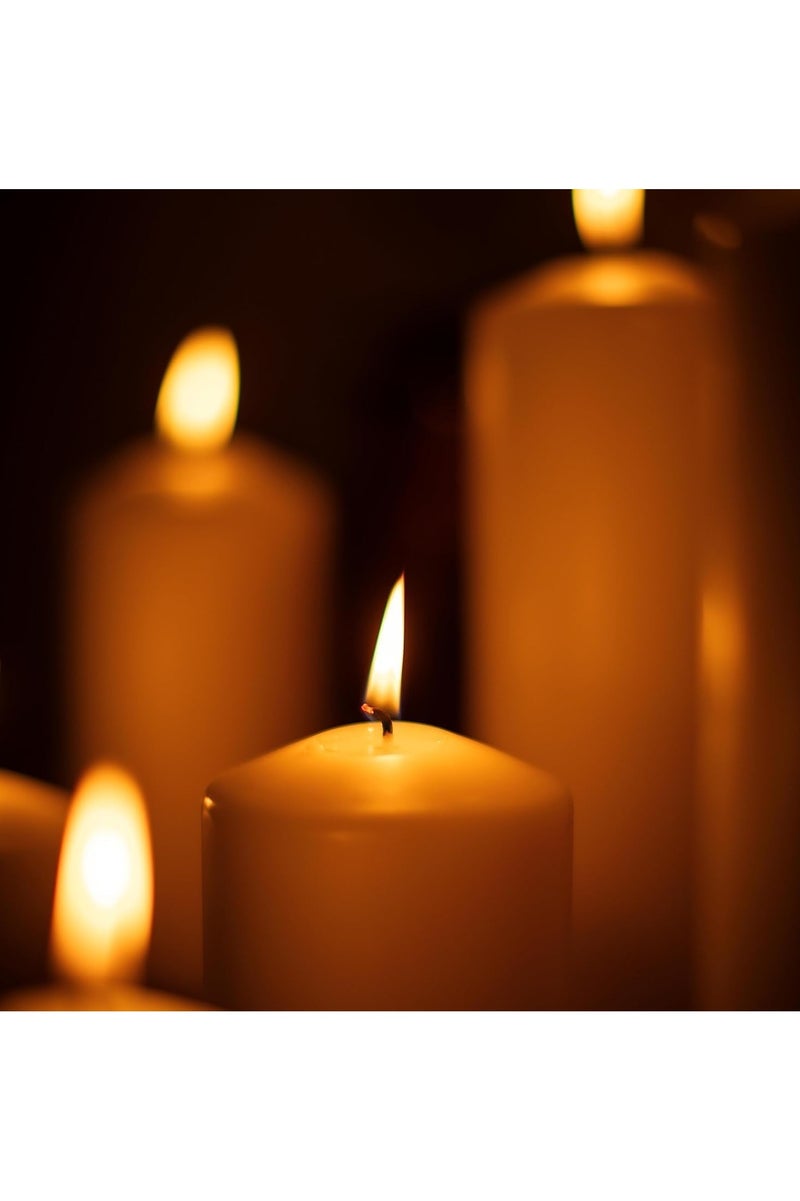 Sakha Candle Unscented Ivory Pillar Candles - Dripless Clean Burning Smokeless Household Dinner Candle SPA Romantic Candles Relaxing Saturdays, Special Occasions - Long Burning Hours | Set of 6  - Image 5