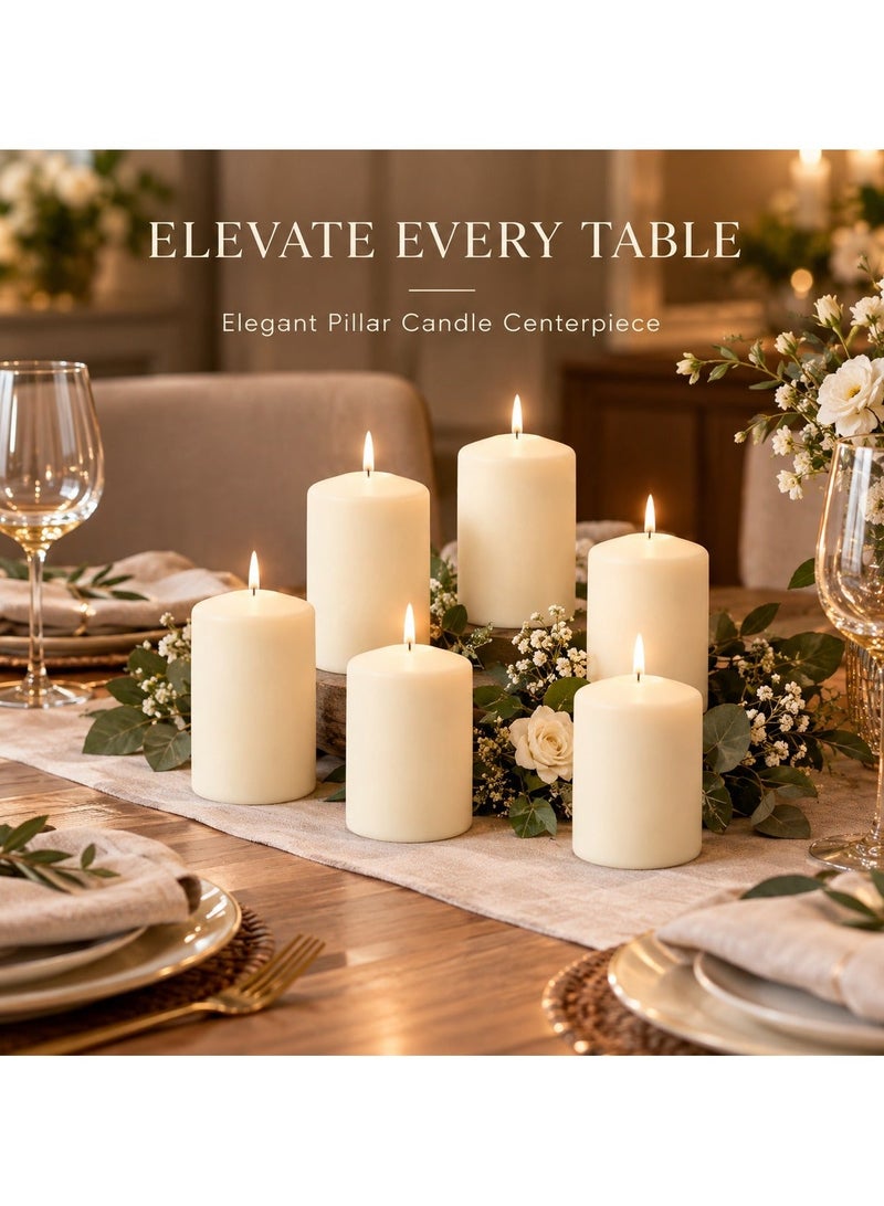 Astra Unscented Ivory Pillar Candles Set of 6 - Dripless, Clean-Burning, Smokeless Household Dinner Candles, SPA, Romantic Candles, Relaxing Saturdays, Special Occasions - Long-Burning Hours - Image 2