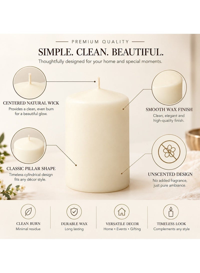 Astra Unscented Ivory Pillar Candles Set of 6 - Dripless, Clean-Burning, Smokeless Household Dinner Candles, SPA, Romantic Candles, Relaxing Saturdays, Special Occasions - Long-Burning Hours - Image 3
