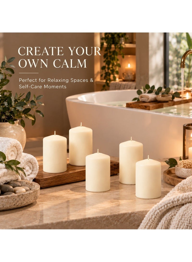Astra Unscented Ivory Pillar Candles Set of 6 - Dripless, Clean-Burning, Smokeless Household Dinner Candles, SPA, Romantic Candles, Relaxing Saturdays, Special Occasions - Long-Burning Hours - Image 4