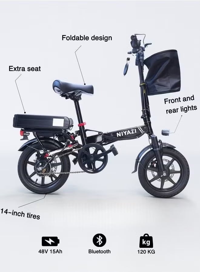 Electric bicycle | Electric bicycle for adults | Electric scooter for adults | 14-inch tires | 48V 15,000 mAh battery | Bluetooth - Image 4