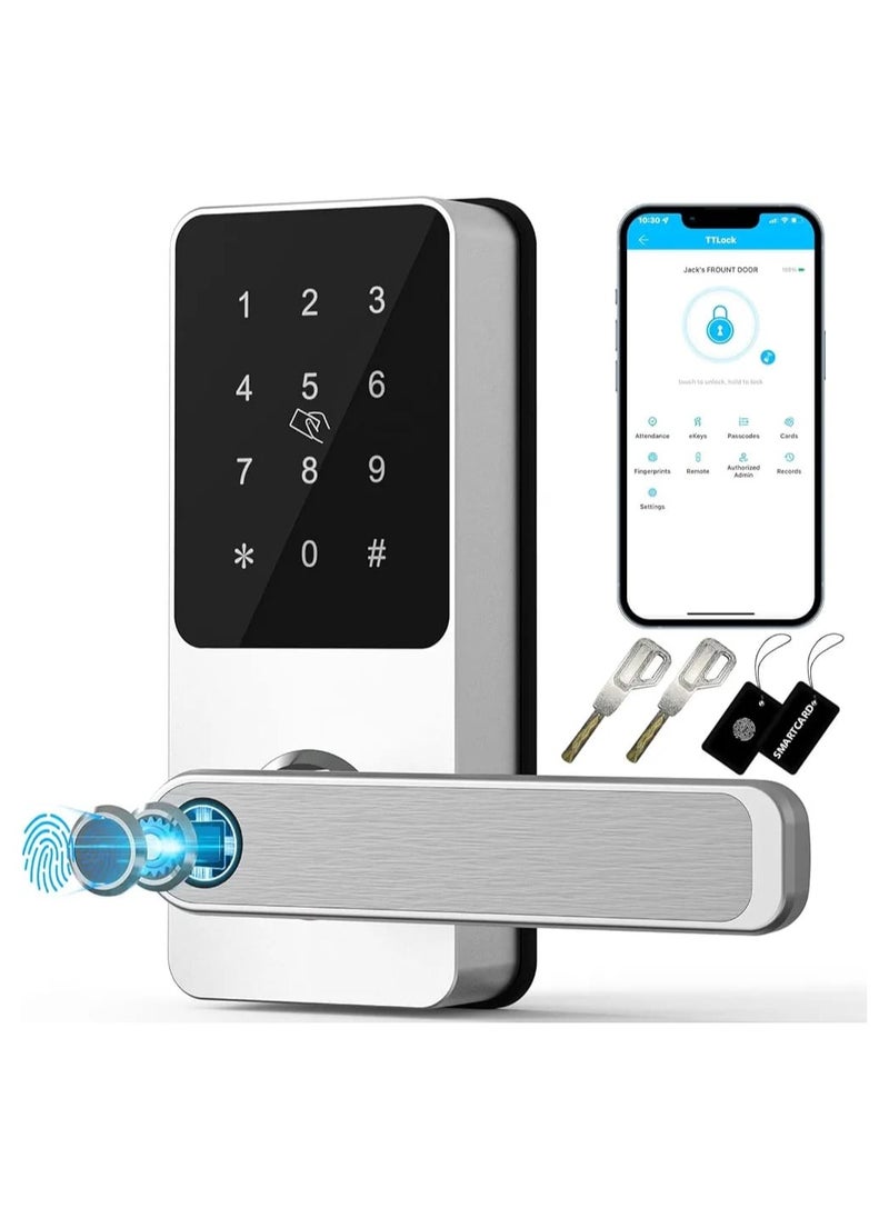 Generic Keyless Entry Door Lock Smart Locks for Front Door Electronic Keypad Fingerprint Door Lock with 6-in-1 Unlock - Fingerprint Bluetooth Code IC Card Key Remote Unlock  - Image 1
