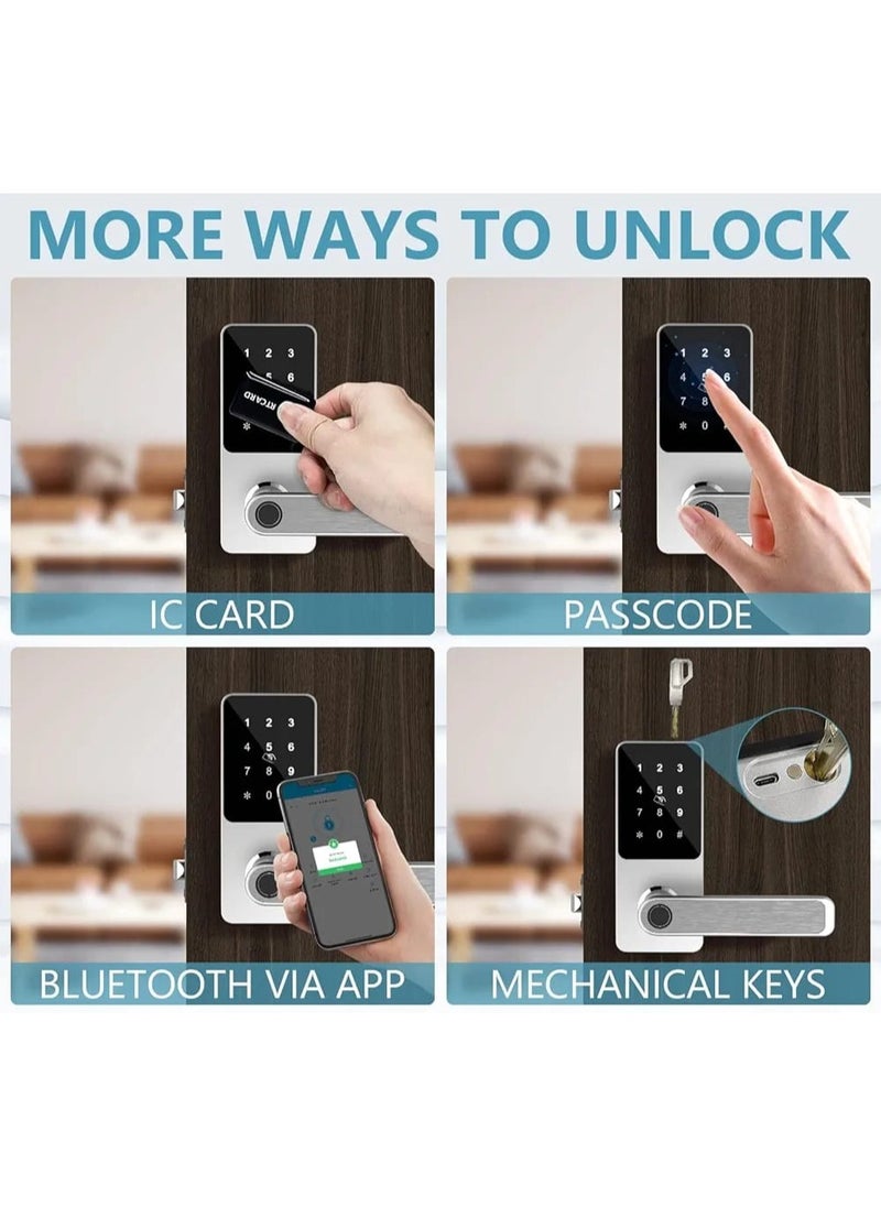 Generic Keyless Entry Door Lock Smart Locks for Front Door Electronic Keypad Fingerprint Door Lock with 6-in-1 Unlock - Fingerprint Bluetooth Code IC Card Key Remote Unlock  - Image 4