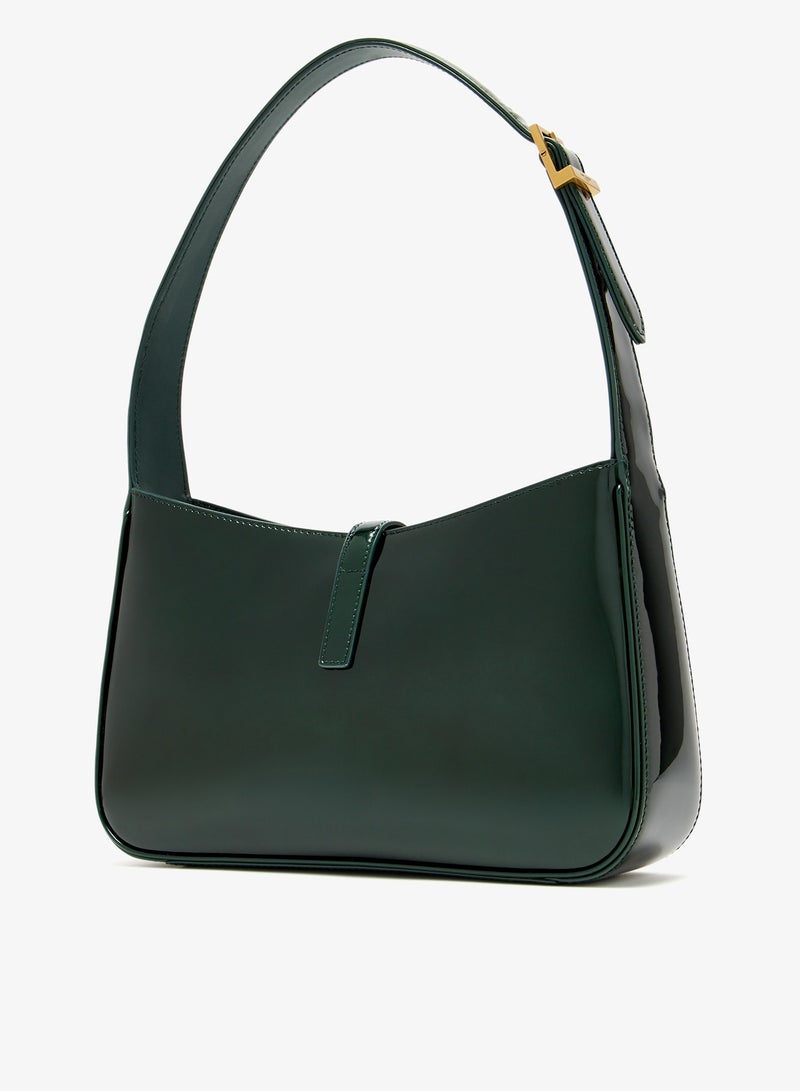 Yves Saint Laurent Le 5 à 7 Women's Leather Hobo Bag, Women's Tote Bag, Women's Shoulder Bag, Women's Hand Bag, Women's Travel Bag, Glossy-Green - Image 3