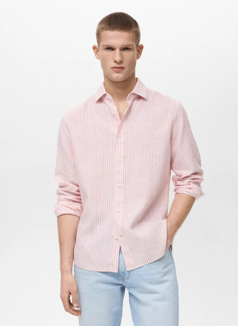 Mango Man Striped Regular Fit Shirt