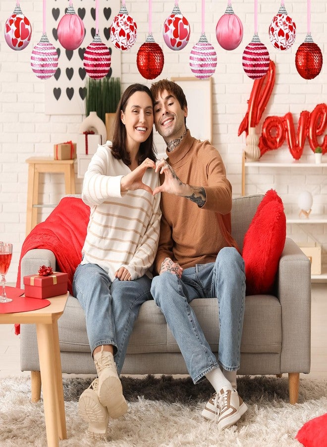 Sratte 12 Pcs Valentine's Day Ball Ornaments Mini Valentines Tree Ornaments Hanging Ball Decorative 1.97 Inch Valentines Day Tree Decorations for Home Wedding Anniversary Party Decor, 6 Styles - Image 2