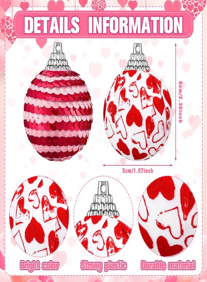 Sratte 12 Pcs Valentine's Day Ball Ornaments Mini Valentines Tree Ornaments Hanging Ball Decorative 1.97 Inch Valentines Day Tree Decorations for Home Wedding Anniversary Party Decor, 6 Styles - Image 3