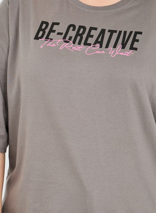 Styli Oversized Embroidered Slogan Drop Shoulder T-Shirt  - Image 3
