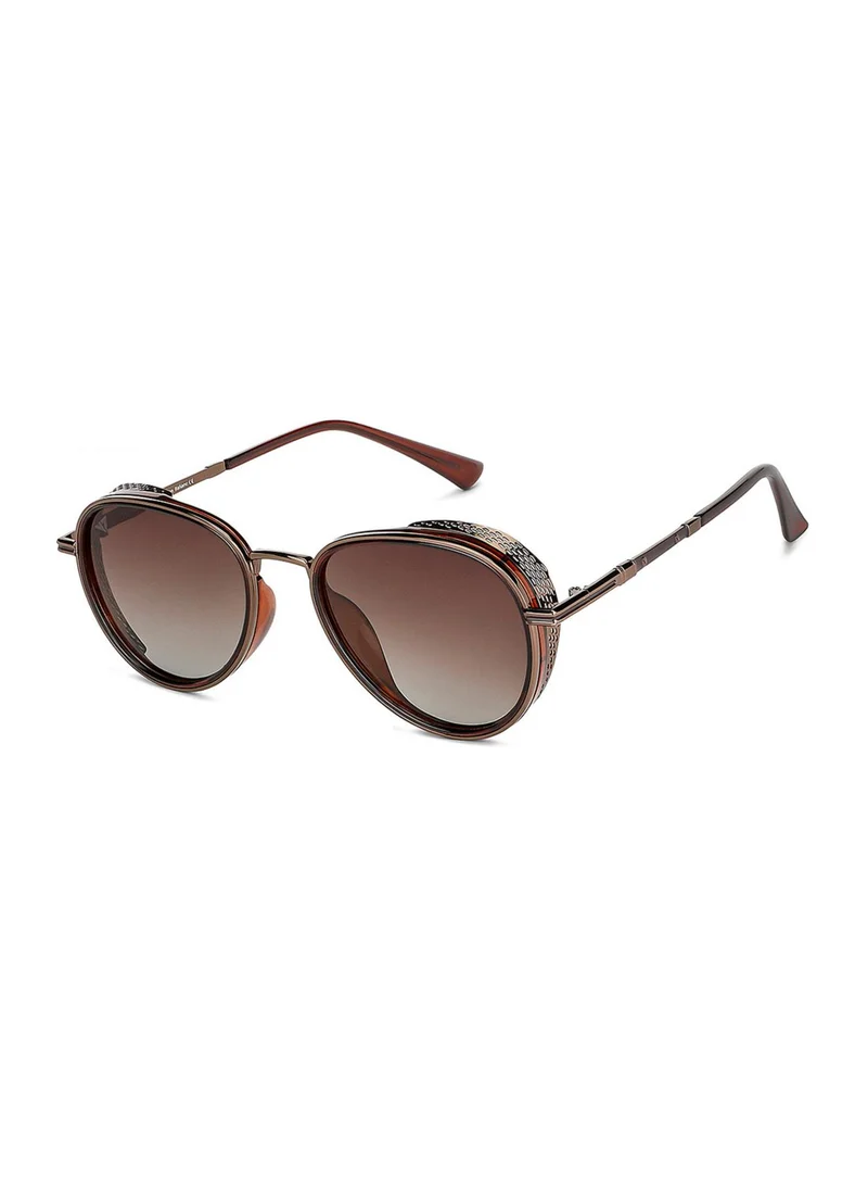 VINCENT CHASE Vincent Chase by Lenskart | Brown Aviator Stylish Sunglasses | Polarized & UV Protected | For Men & Women | Large | VC S13835