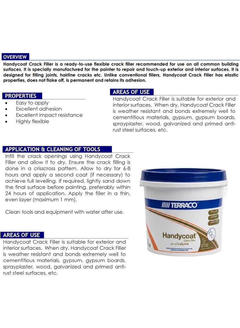 Terraco Handycoat Crack Filler 5kg – Ready-Mixed Paintable Wall Crack Repair for Interior & Exterior Surfaces, Smooth Finish, Easy Application - Image 3