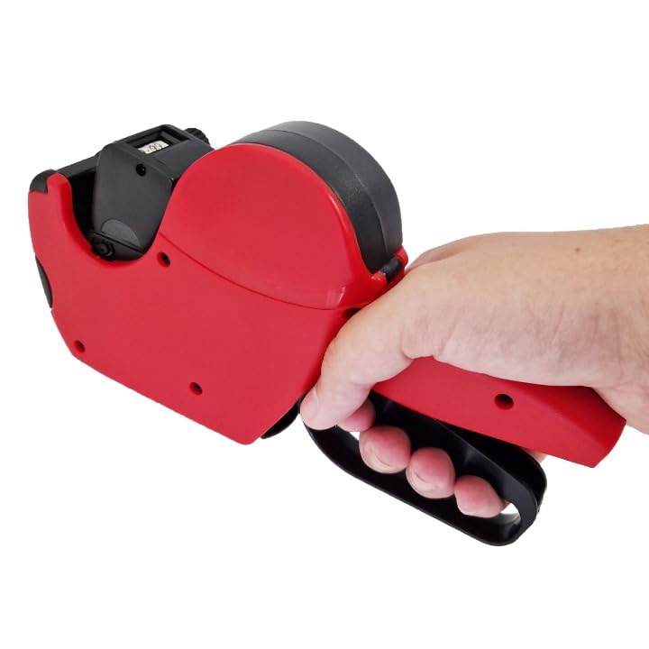 Orlenic One Line Price Gun Label Printer Kit with 5000 22x12 CT1 Labels & Spare Ink Roller – Red Handheld Tagging Gun for Retail, Shop, Office Use – Prints 6 Digits with £ € $ Symbols - Image 4