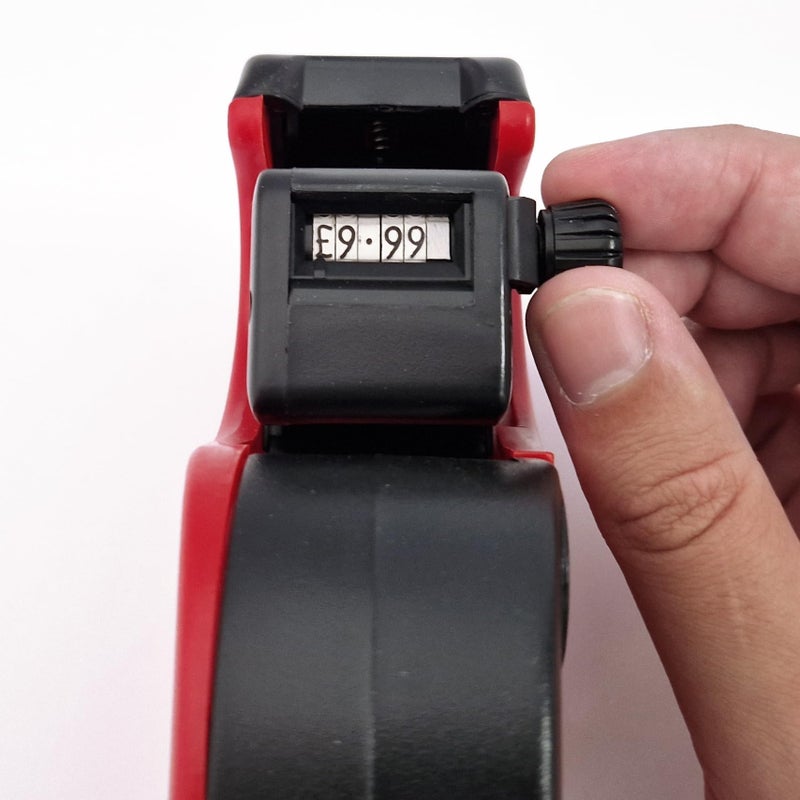 Orlenic One Line Price Gun Label Printer Kit with 5000 22x12 CT1 Labels & Spare Ink Roller – Red Handheld Tagging Gun for Retail, Shop, Office Use – Prints 6 Digits with £ € $ Symbols - Image 3